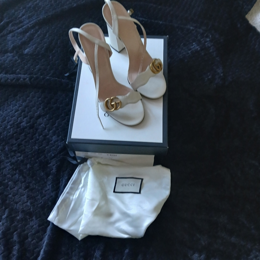 Mystic White Gucci Marmont Sandal/Shoes